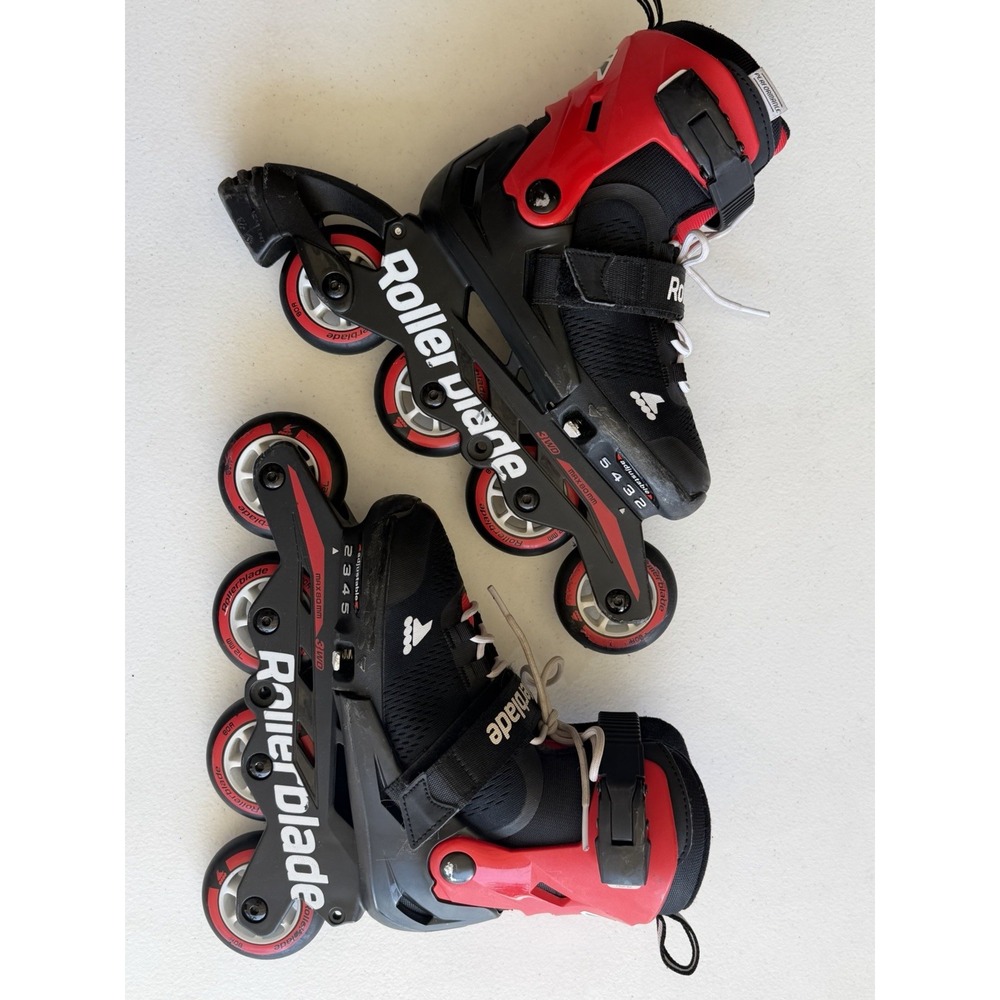 Rollerblade Junior Kids Adjustable Inline Skates Black/Red, Microblade, Size 2-5